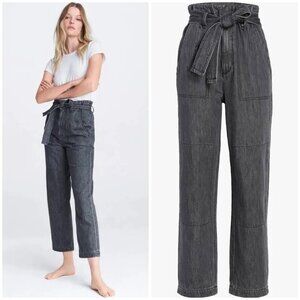 NWT Rag & Bone Darted High Rise Paper Bag Pants in Washed Black Womens 25